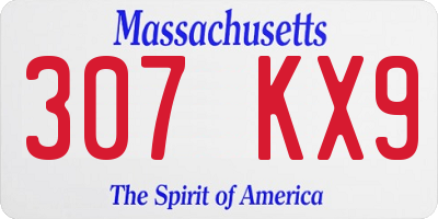 MA license plate 307KX9