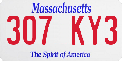MA license plate 307KY3