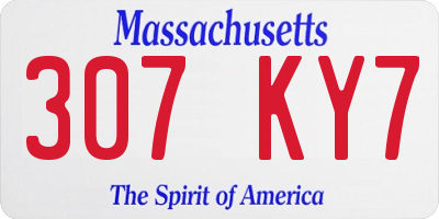MA license plate 307KY7
