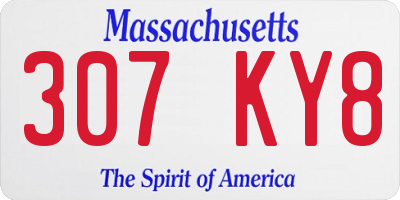MA license plate 307KY8