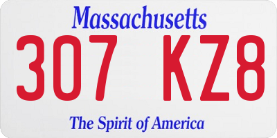 MA license plate 307KZ8