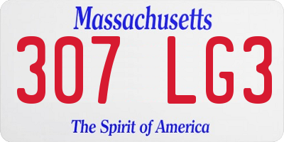 MA license plate 307LG3