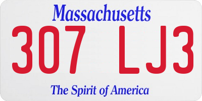 MA license plate 307LJ3