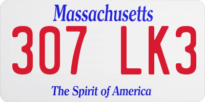 MA license plate 307LK3