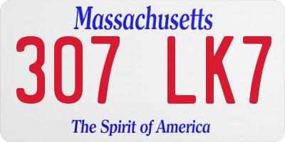 MA license plate 307LK7