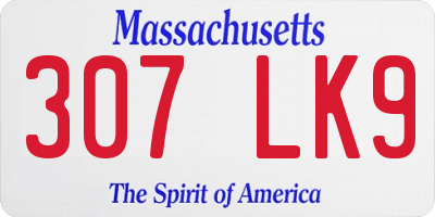MA license plate 307LK9