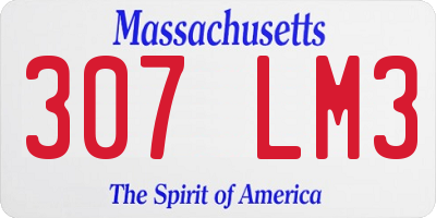 MA license plate 307LM3