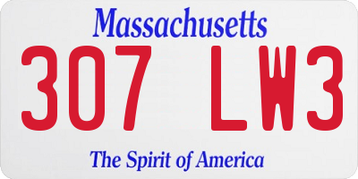 MA license plate 307LW3