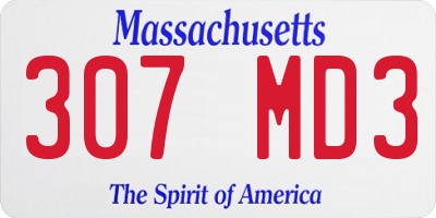 MA license plate 307MD3