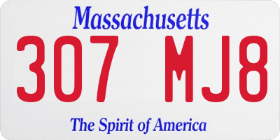 MA license plate 307MJ8