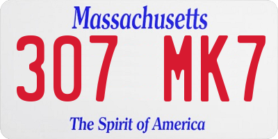 MA license plate 307MK7