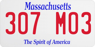 MA license plate 307MO3