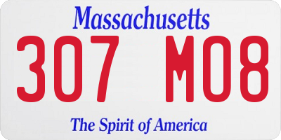 MA license plate 307MO8