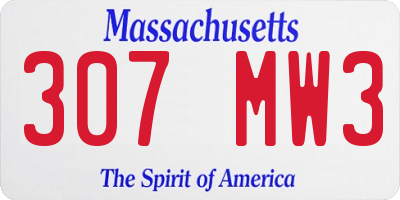 MA license plate 307MW3