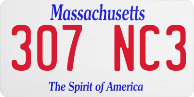 MA license plate 307NC3
