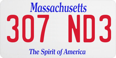 MA license plate 307ND3