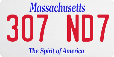 MA license plate 307ND7