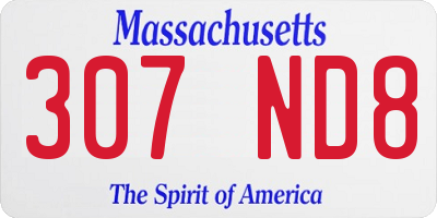 MA license plate 307ND8