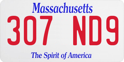 MA license plate 307ND9