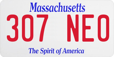 MA license plate 307NE0