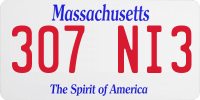 MA license plate 307NI3