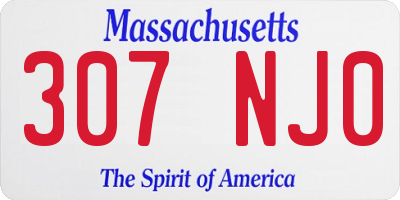 MA license plate 307NJ0
