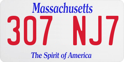 MA license plate 307NJ7
