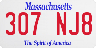 MA license plate 307NJ8