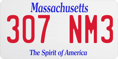 MA license plate 307NM3
