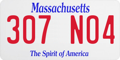 MA license plate 307NO4