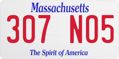 MA license plate 307NO5