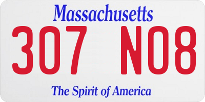 MA license plate 307NO8