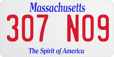 MA license plate 307NO9