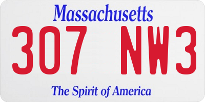 MA license plate 307NW3