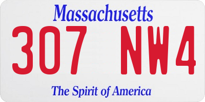 MA license plate 307NW4