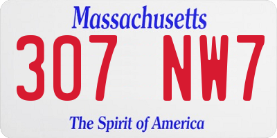MA license plate 307NW7