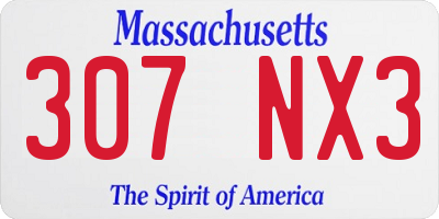 MA license plate 307NX3
