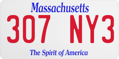 MA license plate 307NY3