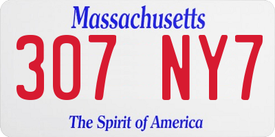 MA license plate 307NY7