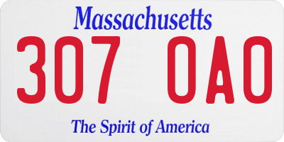 MA license plate 307OA0