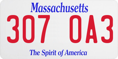 MA license plate 307OA3