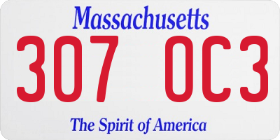 MA license plate 307OC3