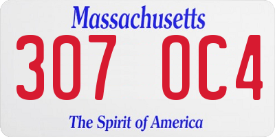 MA license plate 307OC4