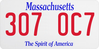 MA license plate 307OC7