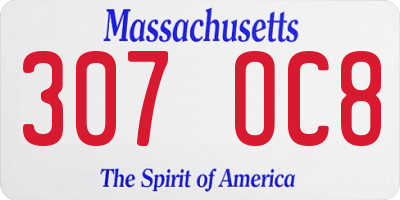 MA license plate 307OC8