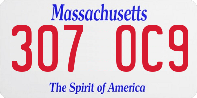 MA license plate 307OC9