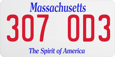 MA license plate 307OD3