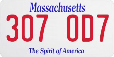 MA license plate 307OD7