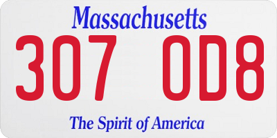MA license plate 307OD8