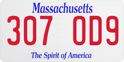 MA license plate 307OD9